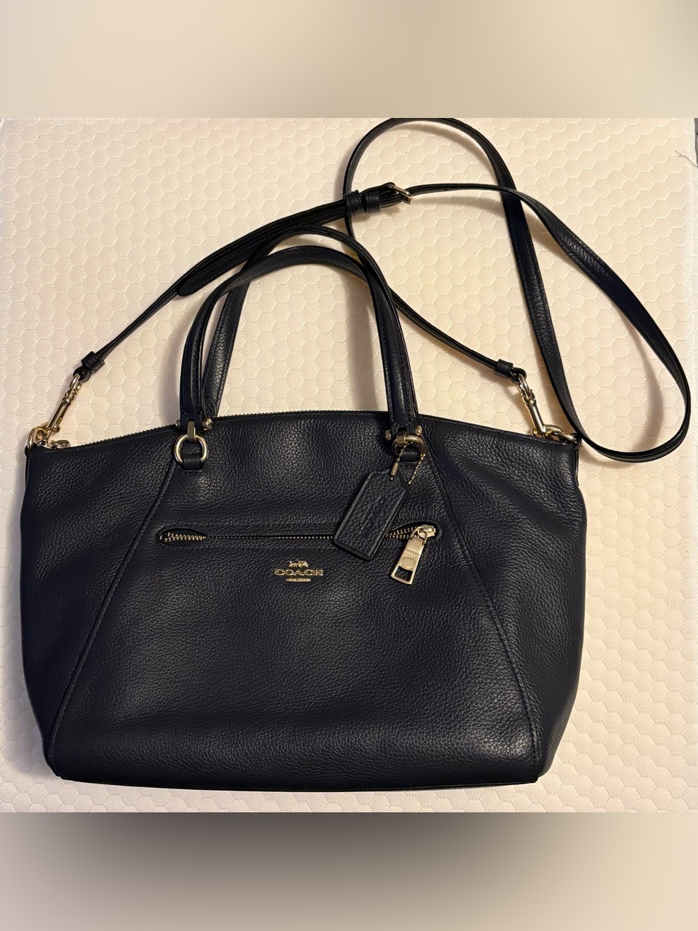 Coach Prairie Satchel 79997 Midnight Navy Pebbled Leather Crossbody
